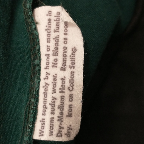 Vintage Forest Green Wide Leg High Waisted Bell Bottom Pants 70s Thick Cotton - Picture 6 of 9